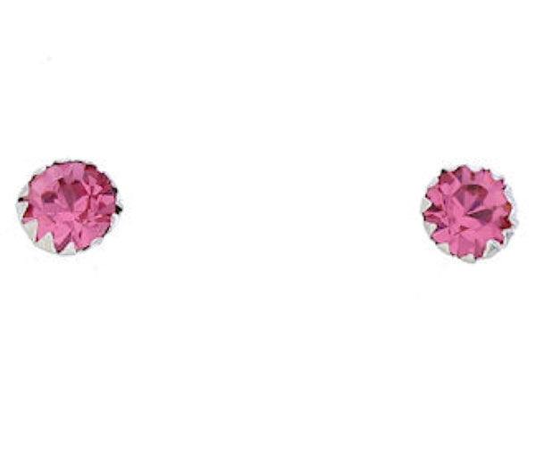 Rose Crystal And Genuine Sterling Silver October Birthstone Post Earrings Jewelry NX88585